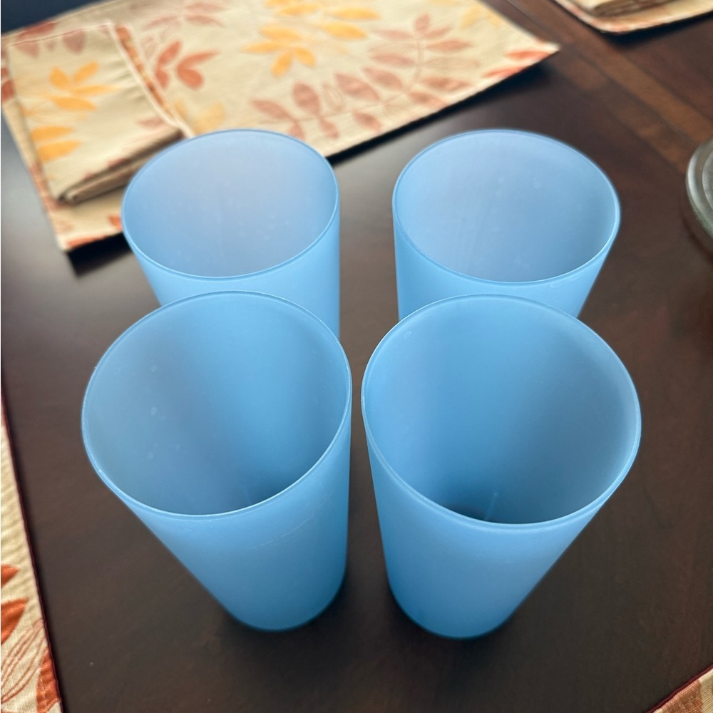Room Essentials Frosted Blue Tumblers Set of Four Plasticware - Picture 2 of 4